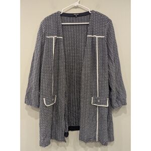 Misook Blue And White Open Cardigan Size 1X